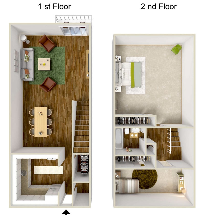 Floor Plan - Two Bedroom, One and a half Bath