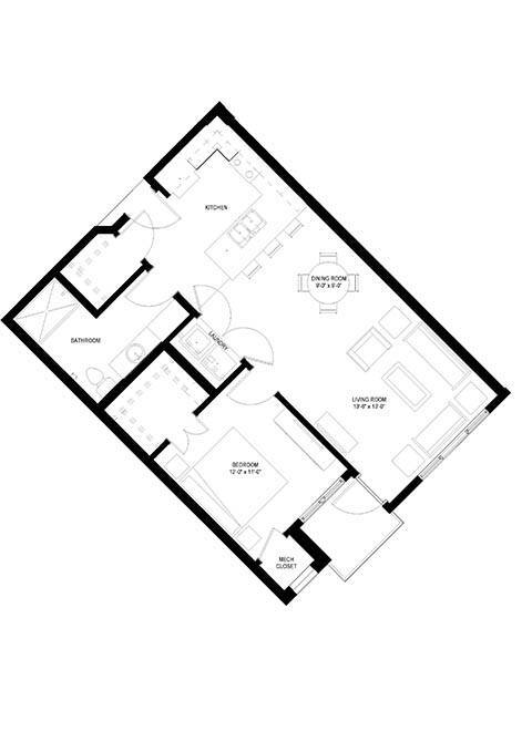 Floor Plan - One Bedroom C
