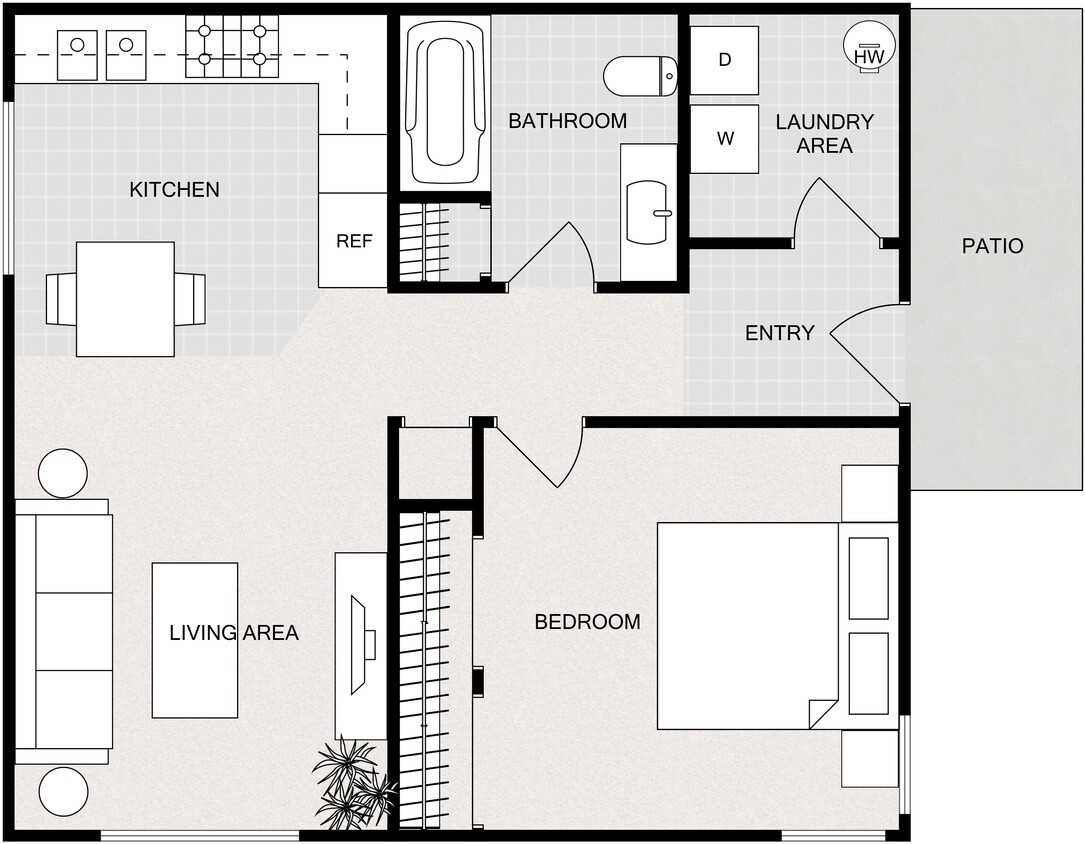 Floor Plan - 1 Bedroom 1 Bathroom