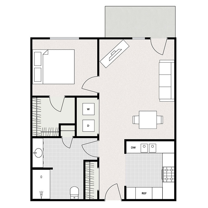 Floor Plan - 1 Bedroom 1 Bathroom