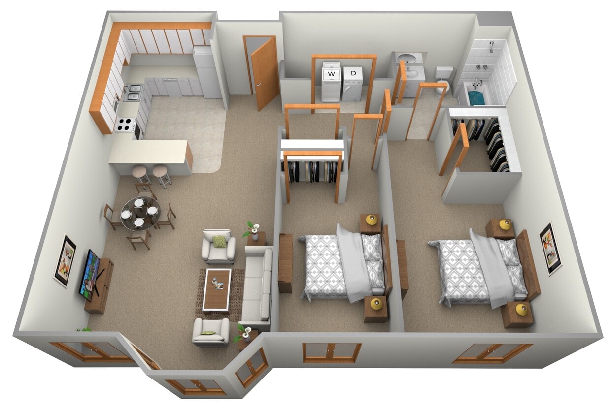 Floor Plan - 2 Bed, 1 Bath