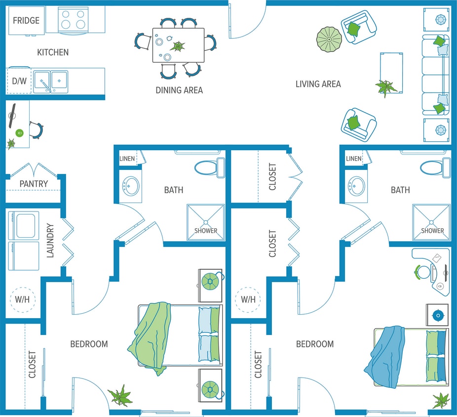 Retreat Meadow 2Bed 2Bath FloorPlan - Meadows