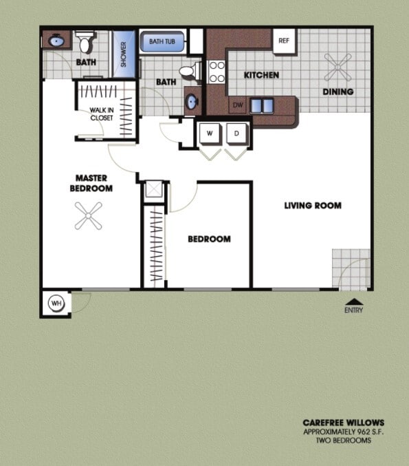 Deluxe 2BR, 2BA - 962 SF - Deluxe Two Bedroom