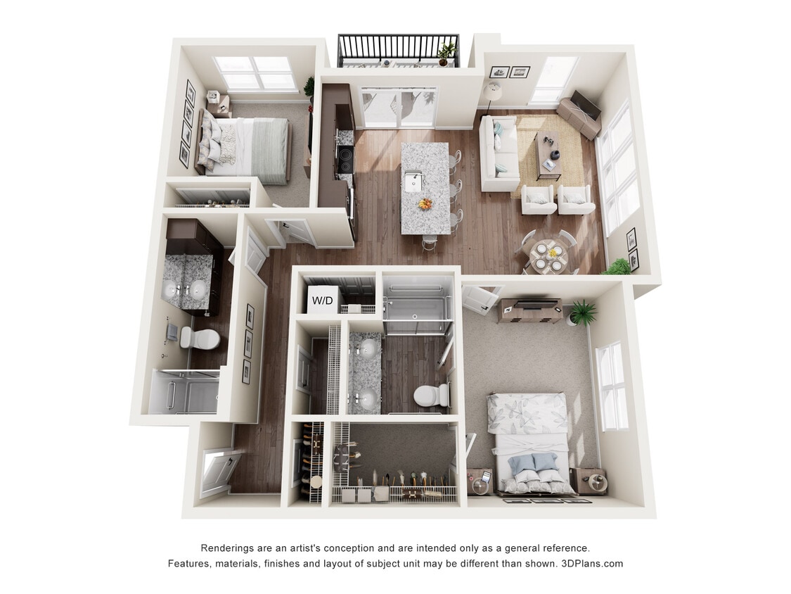 Floor Plan - 2 Bed 2 Bath (ages 55+) - 80% Income Limit