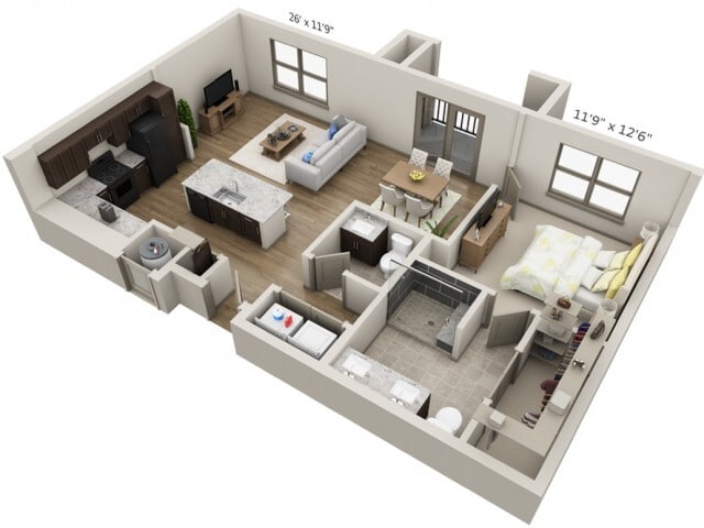 Floor plans are artist’s rendering. All dimensions are approximate. Actual product and specifications may vary in dimension or detail. Not all features are available in every apartment. Prices and availability are subject to change. - Espressivo