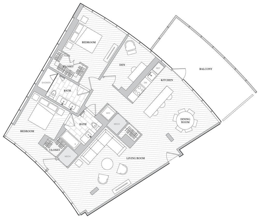 Floor Plan - 2 Bed 2 Bath Den B2DC