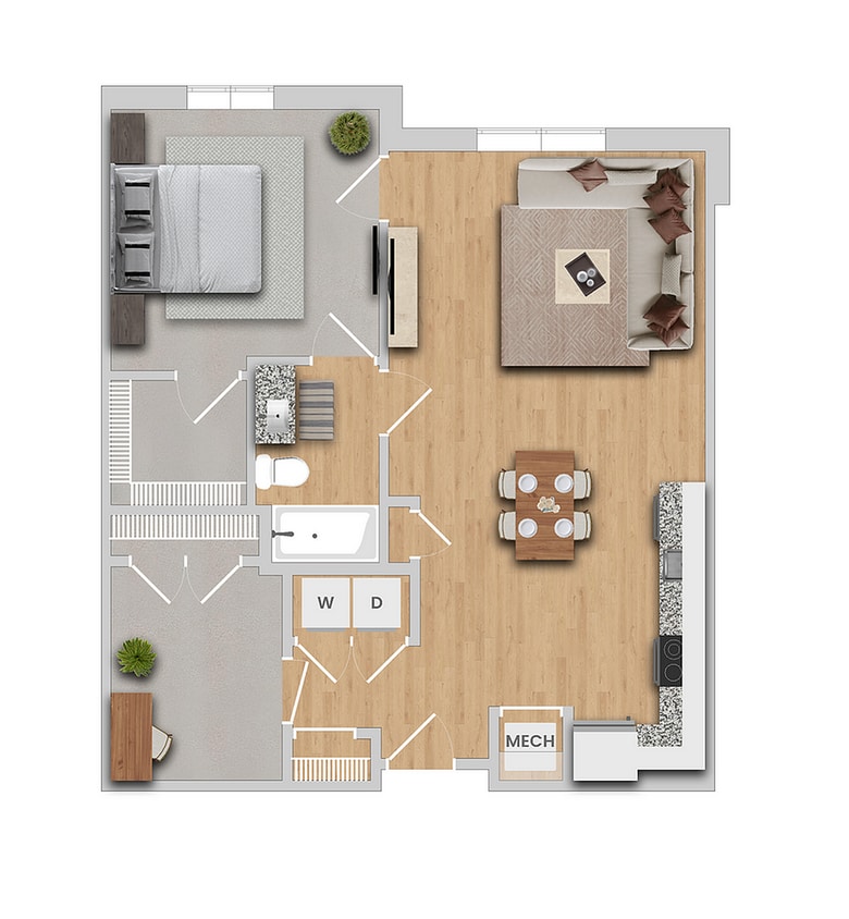 Birch | 1x1 with den | 873 sf - Birch