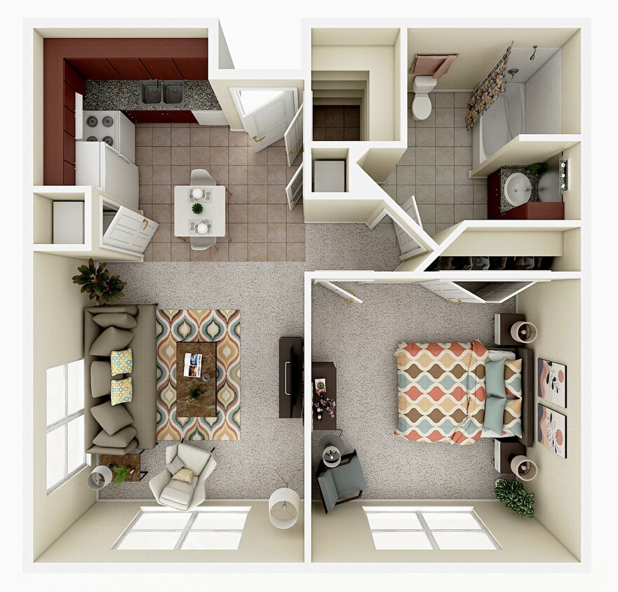 Floor Plan - BB-1BR1BBig Bass Apartments