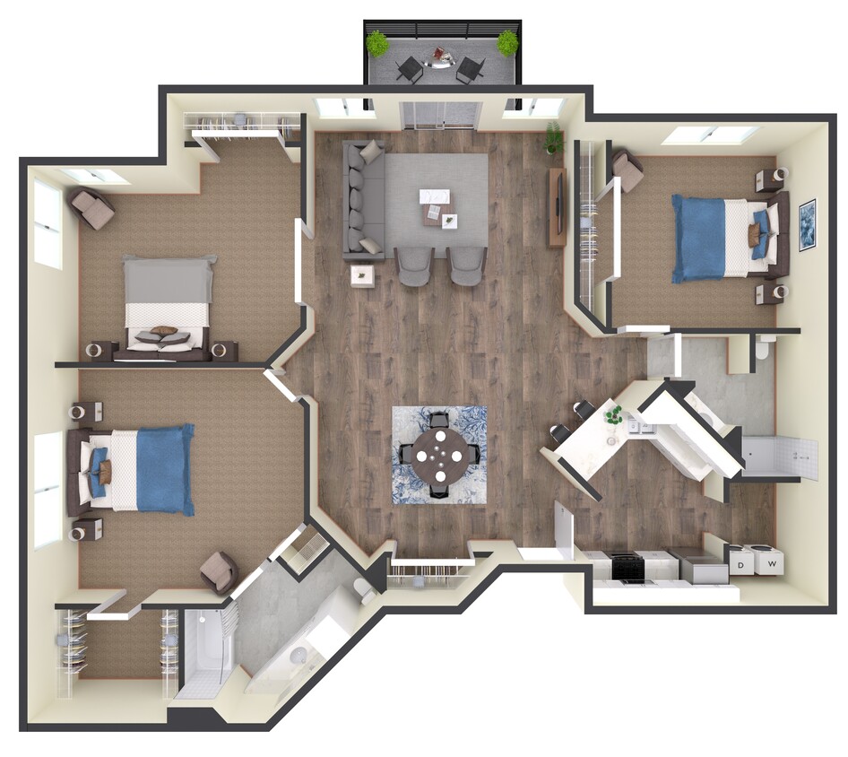 Floor Plan - 3 Bedroom, 2 Bathroom 