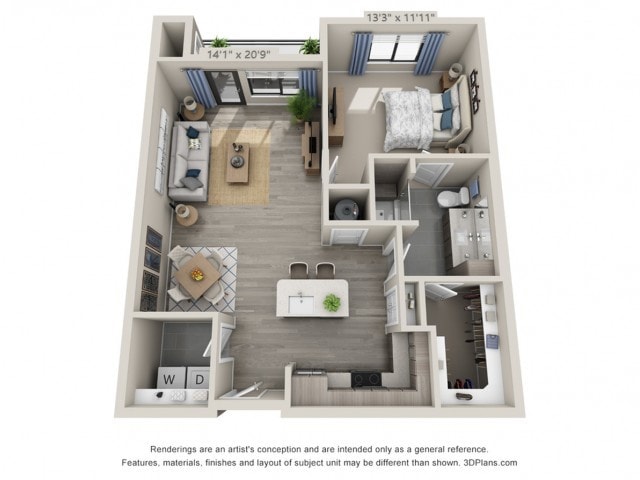 Floor plans are artist’s rendering. All dimensions are approximate. Actual product and specifications may vary in dimension or detail. Not all features are available in every apartment. Prices and availability are subject to change. - A4