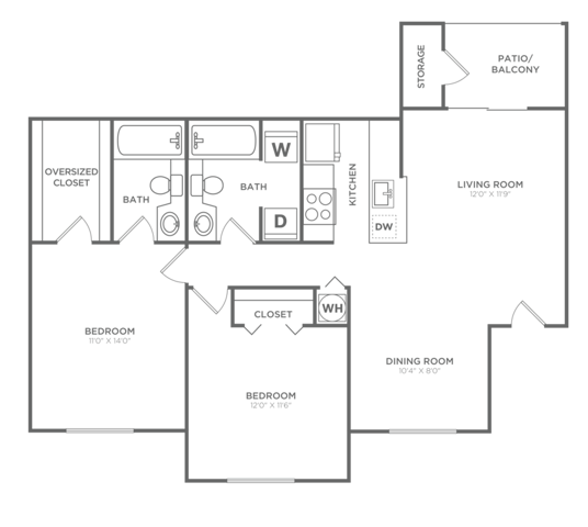 Jupiter | 2x2 | 1050 SF - ?Jupiter (1050 SF)