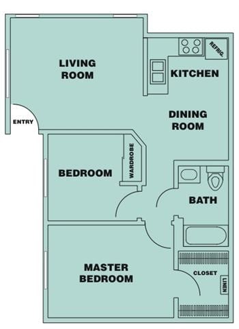 2BR/1BA - 2 Bedroom/ 1 Bath