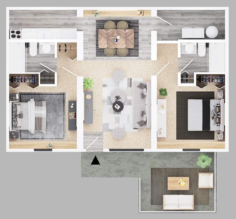 Floor Plan - Two Bedroom Two Bath Apartment