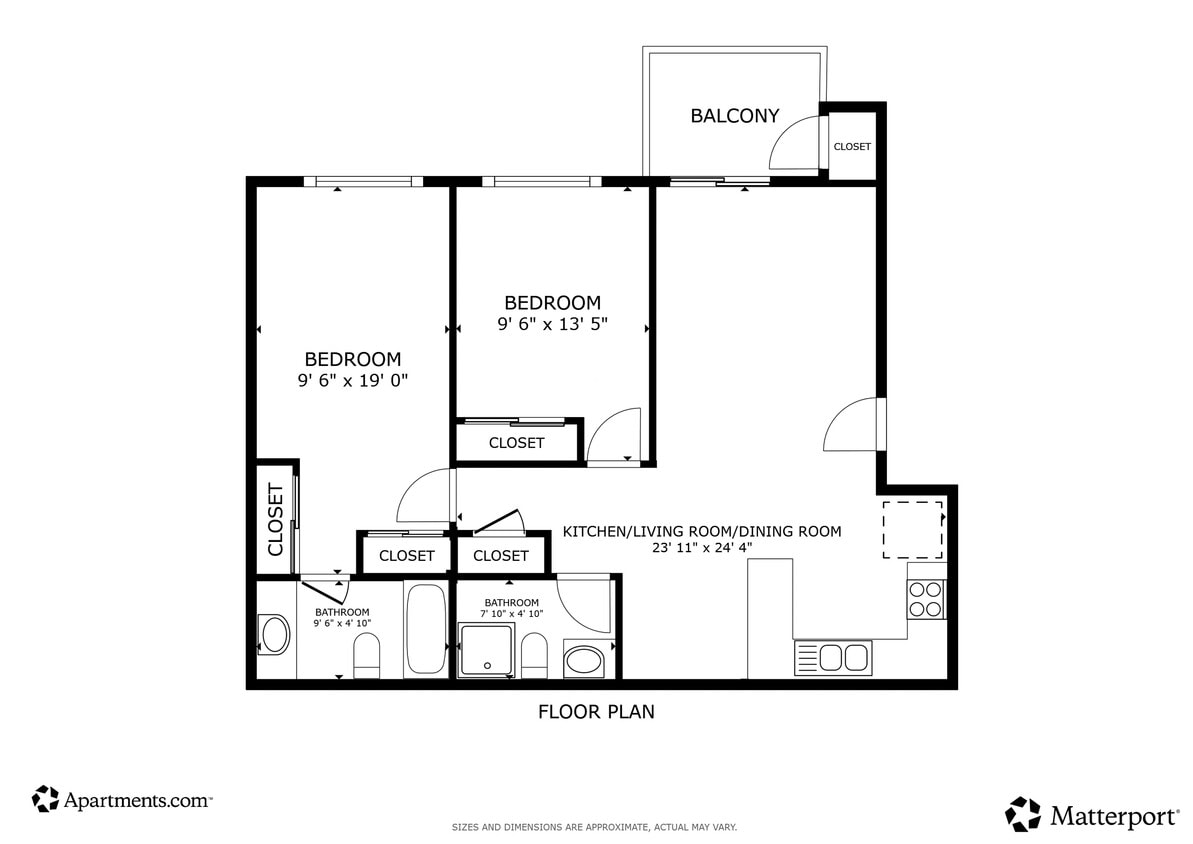 2BR, 2BA - 920SF - Two Bedrooms