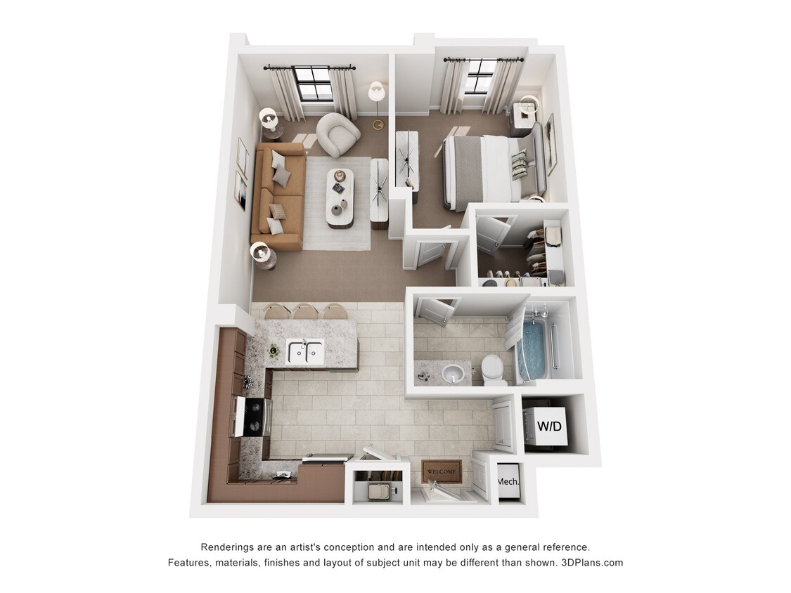 Floor Plan - The Metro (b) - One Bedroom One Bath