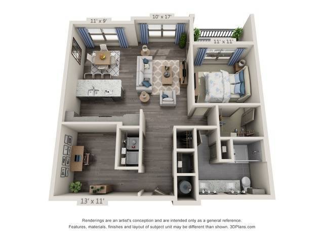 Floor plans are artist’s rendering. All dimensions are approximate. Actual product and specifications may vary in dimension or detail. Not all features are available in every apartment. Prices and availability are subject to change. - Dylan