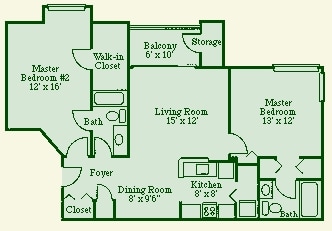 2BR/2BA - 2 Bedroom 2 Bath