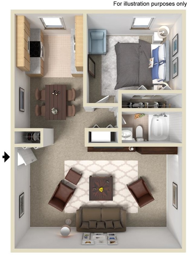 1.1 - 730 SF - A1 - 1Bed, 1Bath