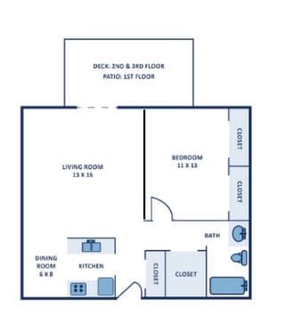 Floor Plan - 1 Bedroom/1 Bathroom