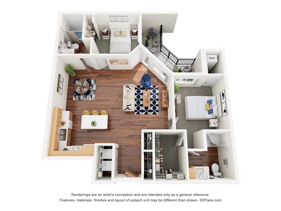Floor Plan - Two Bedroom 2F - 60%