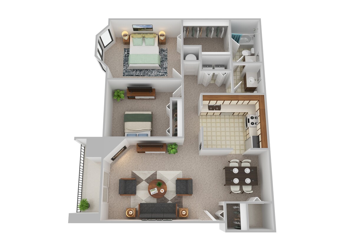 Floor Plan - 2 Bedroom 1049 SqFt
