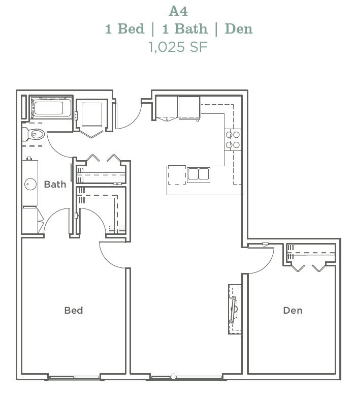 Floor Plan - One Bedroom Den A4
