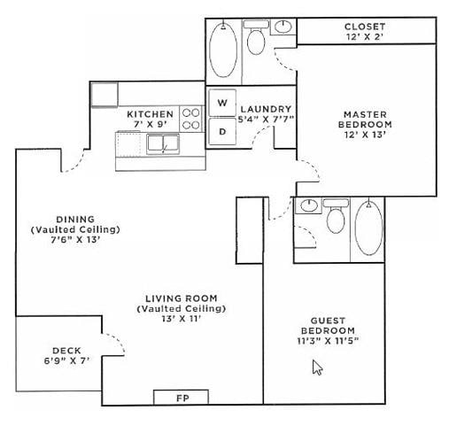 Poplar - 2 Bedroom 2 Bath