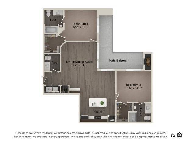 2 Bedroom 2 Bathroom 2B - B2