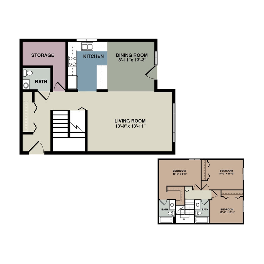 Floor Plan - 3 Bedroom Townhome