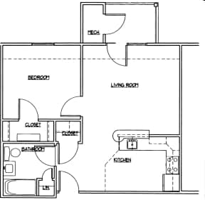 1BR/1BA - 1 Bedroom Small