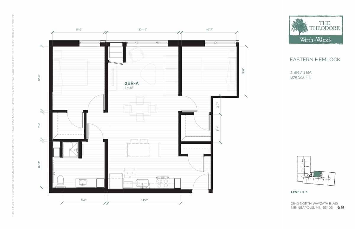 Floor Plan - 2 Bedroom (2A-50)