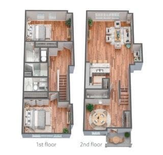 Floor Plan - 2 Bed, 2 Bath