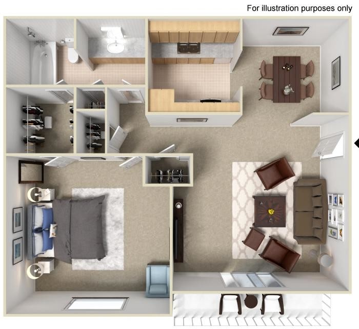 Floor Plan - A1 - 1Bed, 1Bath