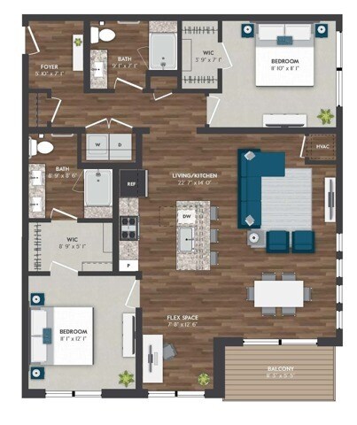 C7 | 2x2 | 1036 sq ft - C7