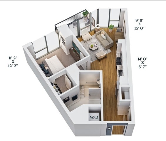 B2 | 1x1 | 658 sf - B2