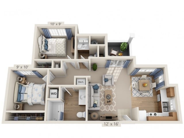 Floor plans are artist’s rendering. All dimensions are approximate. Actual product and specifications may vary in dimension or detail. Not all features are available in every apartment. Prices and availability are subject to change. - Springsteen