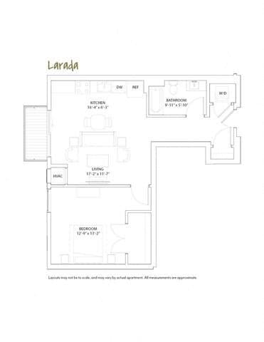 Floor Plan - 1 Bed 1 Bath Larada