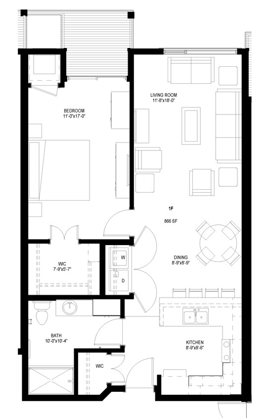 Floor Plan - One Bedroom - F