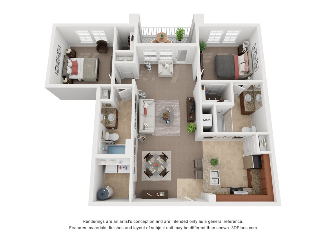 Floor Plan - Two Bedroom Two Bath