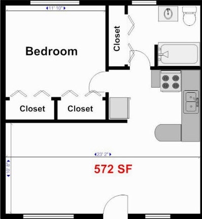 1BR/1BA - 1x1