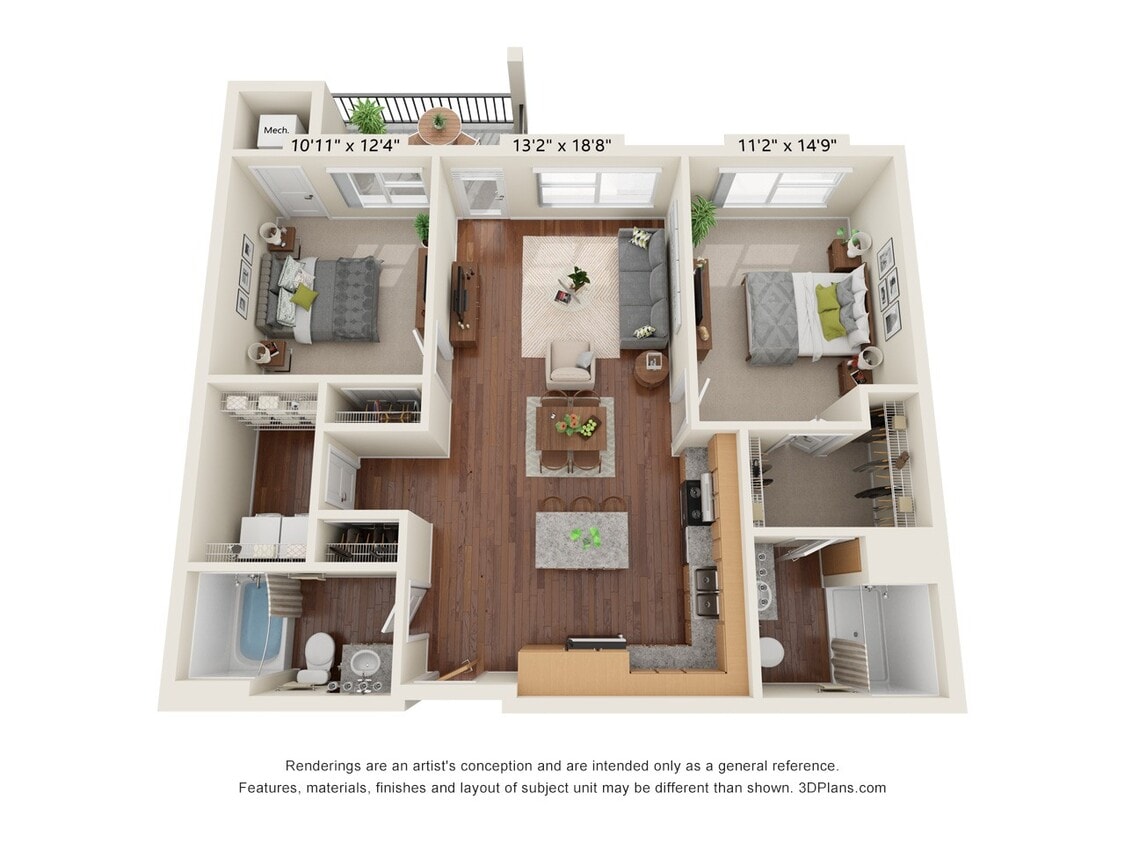 Floor Plan - Two Bedroom - 80%