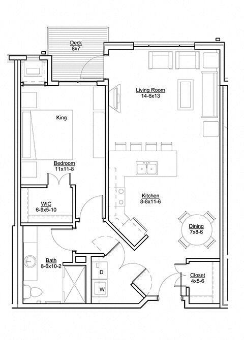 Floor Plan - One Bedroom C