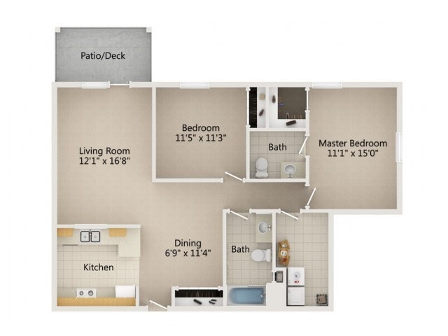 2 Bed 1.5 Bath - 2B1H