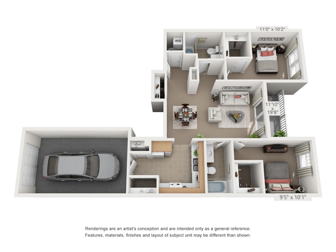Floor Plan - 2 Bedroom 2 Bathroom