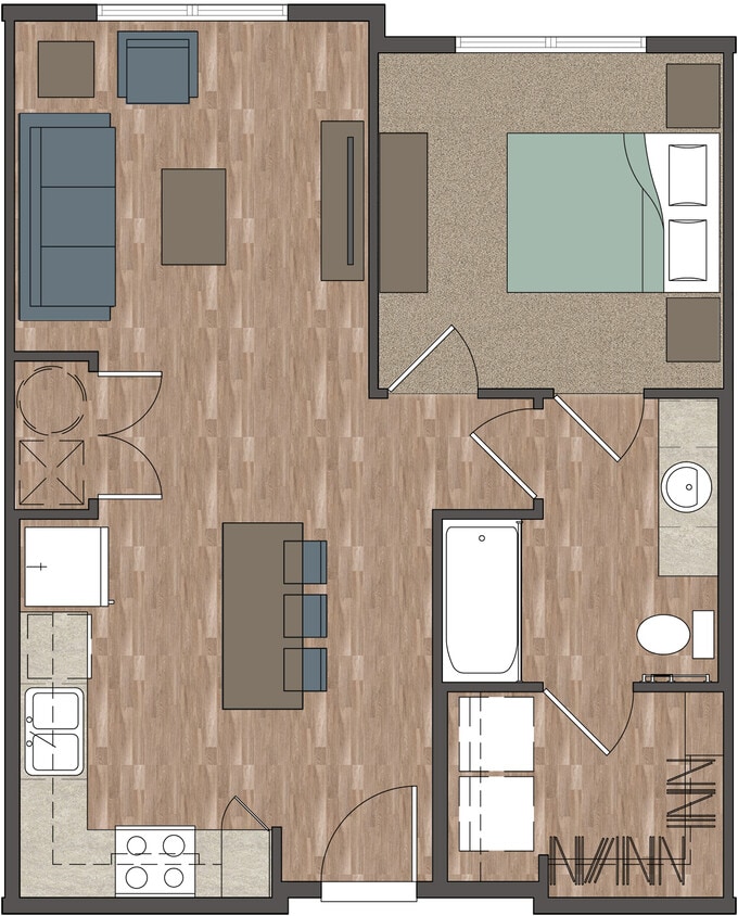 Floor Plan - 1 Bedroom 1 Bath
