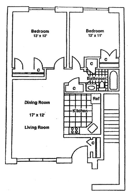 Floor Plan - Two Bedroom Down