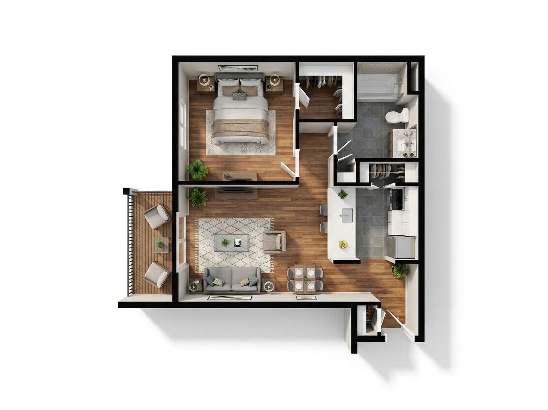Floor Plan - 1 Bed 1 Bath ~ 515 Sq.Ft.