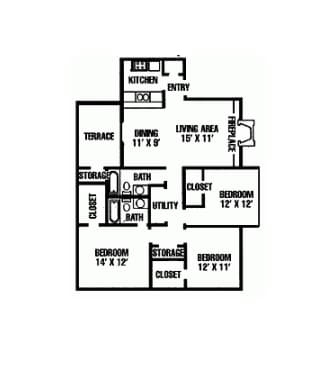 3BR/2BA - 3 Bedroom