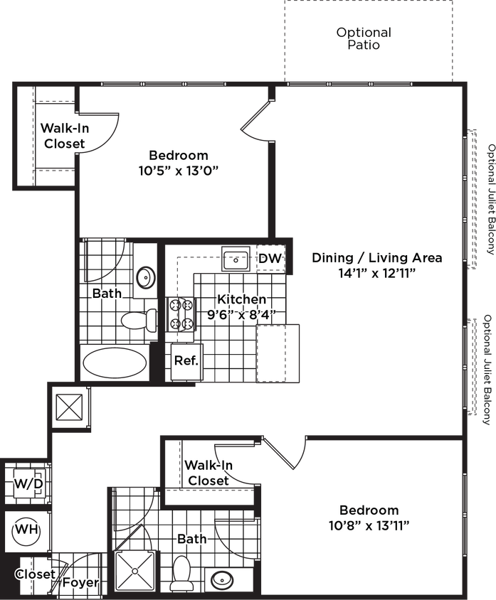 Floor Plan - 2 Bedroom 2 Bath - B15