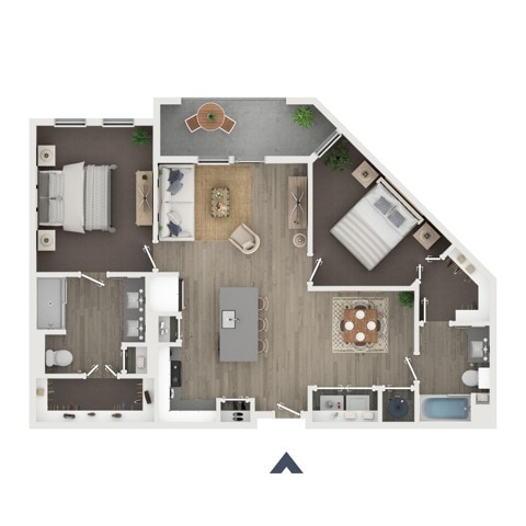 Floor Plan (The Chateau) - 2 Bedroom (B2) The Cypress - The Cypress